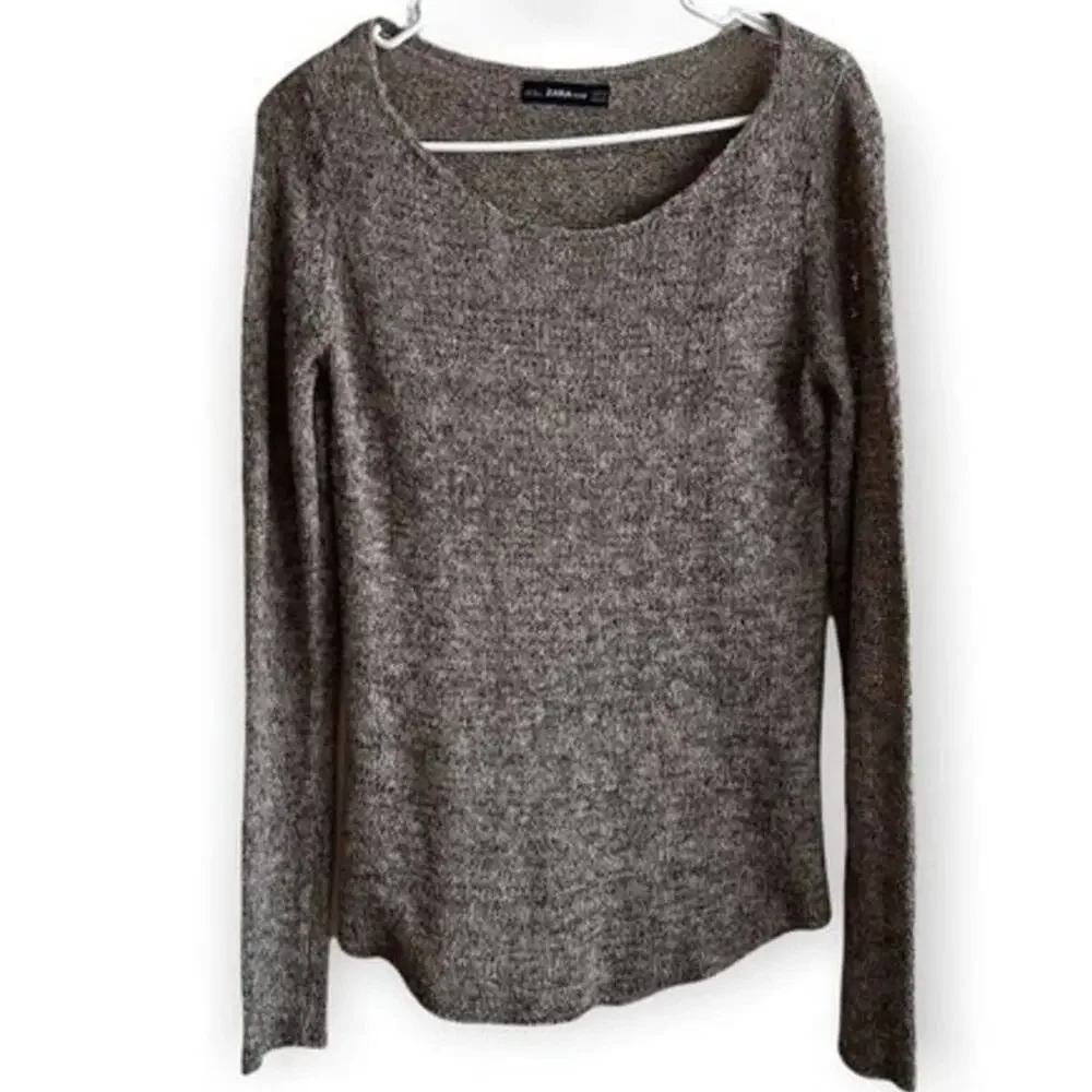 ZARA Brown Knit Long Sleeve Sweater Top, M